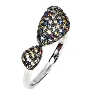 Stunning Diamond Cut Sapphire Lop Sided Bow Tie Ring in 925 Sterling Silver Sz 8